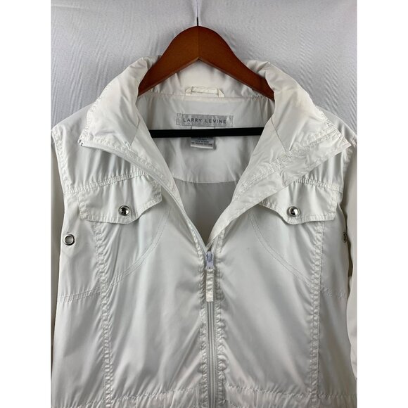 Women's Vintage Y2K Larry Levine White Wind Breaker Jacket  Size XS - Picture 2 of 9